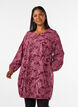 Kurzes Baumwollkleid mit Gummisaum und langen &Auml;rmeln, Dunkles Bordeaux, Model image number 0