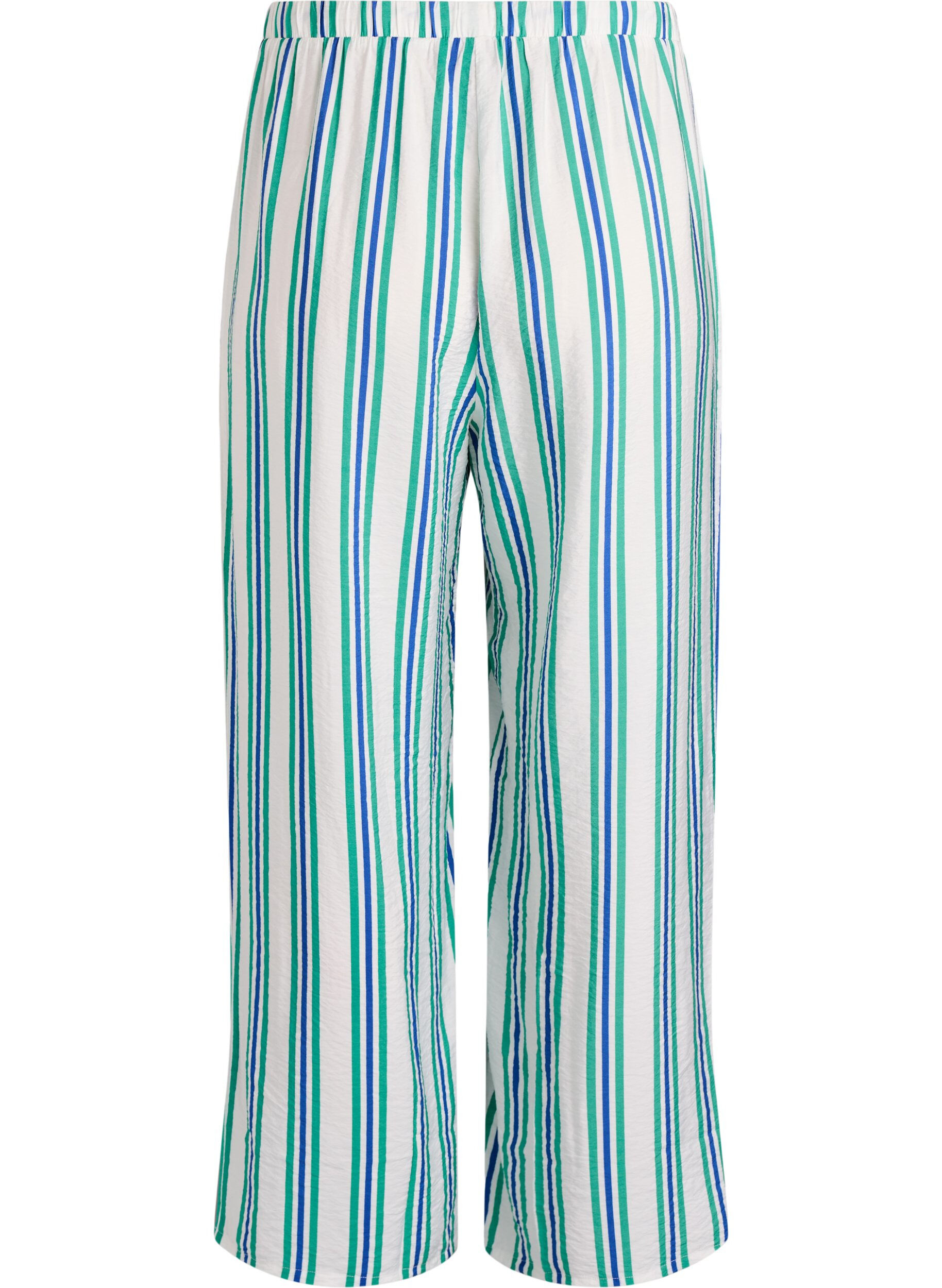 ZizziGestreifte Hose mit hoher Taille und weiten Beinen, Vanille, Packshot image number 1