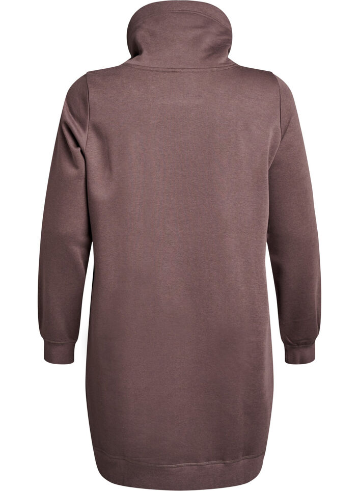 Kurzes Sweatshirtkleid mit Stehkragen und Taschen, Braun, Packshot image number 1