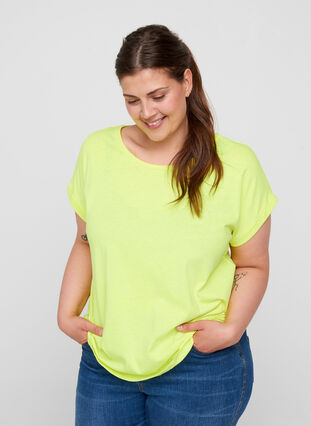 Neonfarbenes T-Shirt aus Baumwolle, Neon Lime, Model image number 0