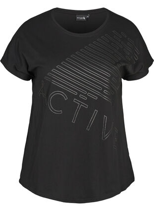 T-Shirt mit Print, Black, Packshot image number 0