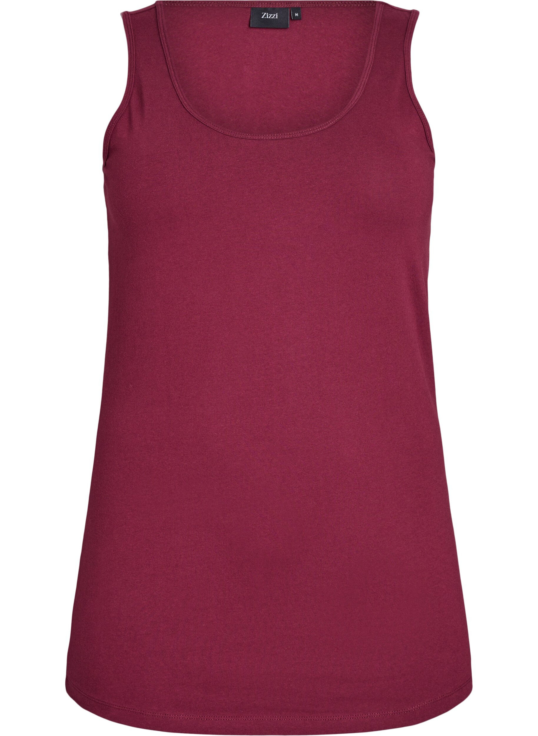 ZizziSolide Farbe Grundoberteil aus Baumwolle., Dunkles Bordeaux, Packshot image number 0