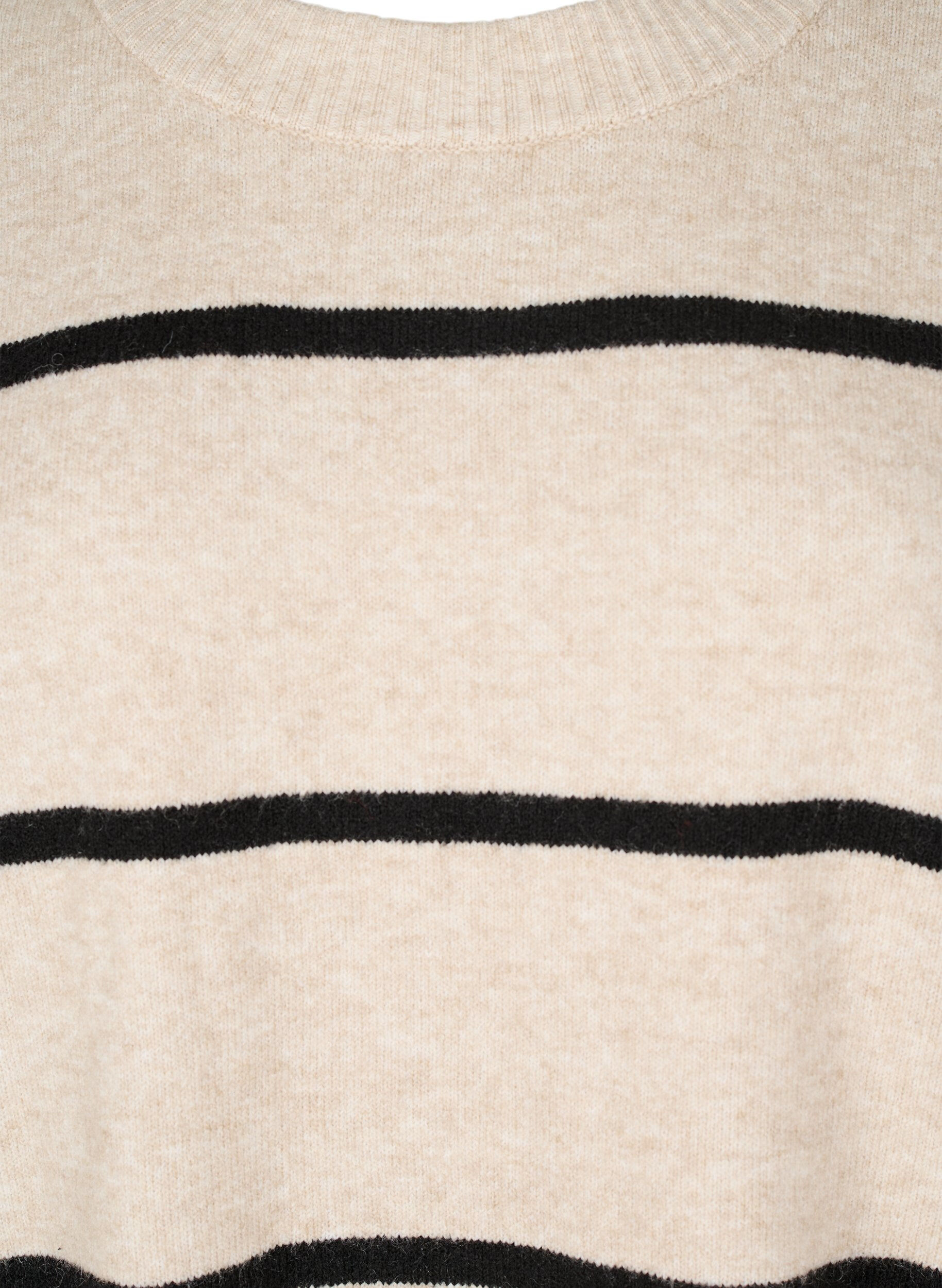 ZizziGestreifter Pullover in lockerer Passform, Beige, Packshot image number 2
