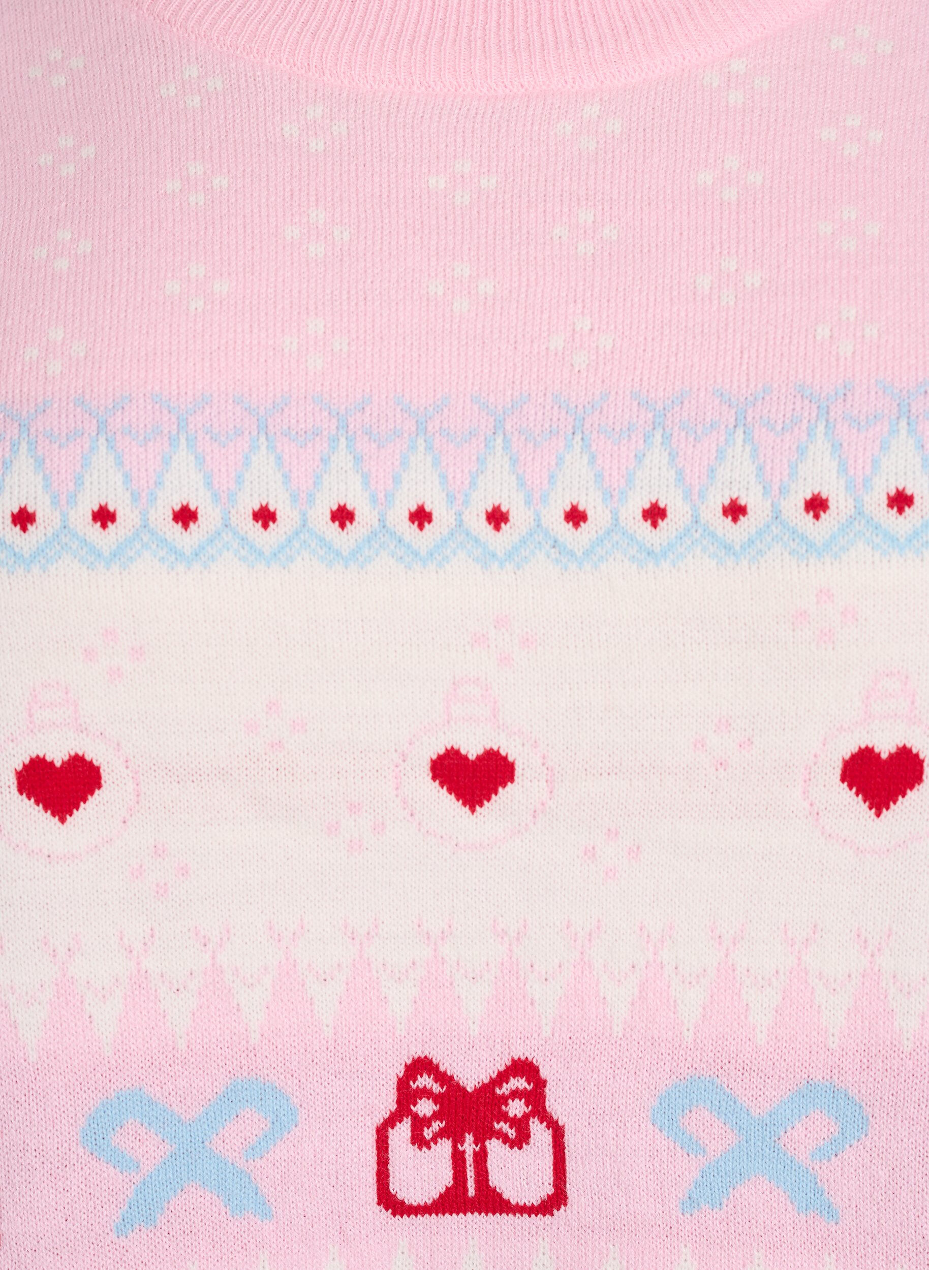 ZizziStrickbluse mit Weihnachtsmotiv, Pink, Packshot image number 2