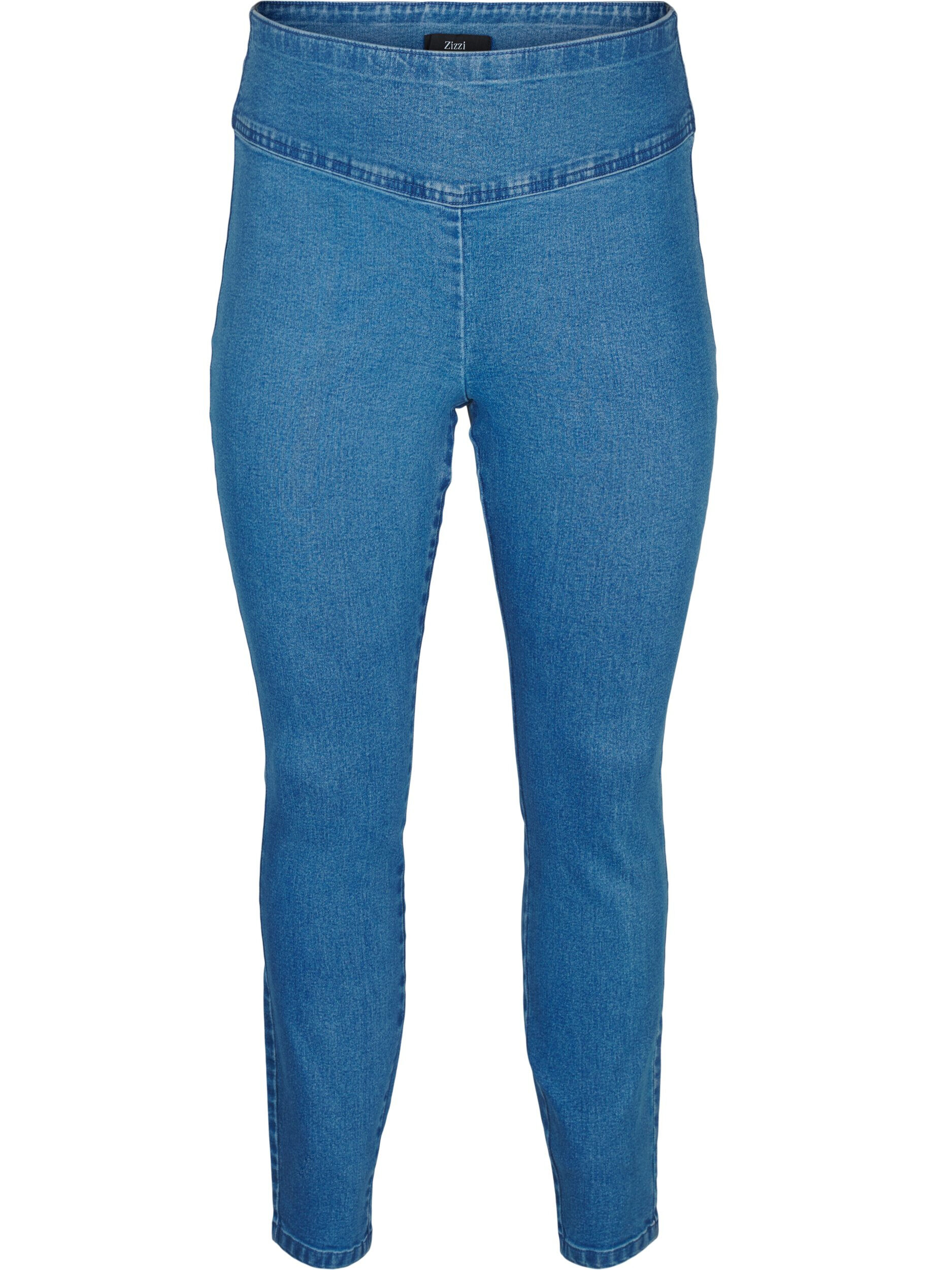 ZizziElastische Jeggings mit hoher Taille, Blau, Packshot image number 0