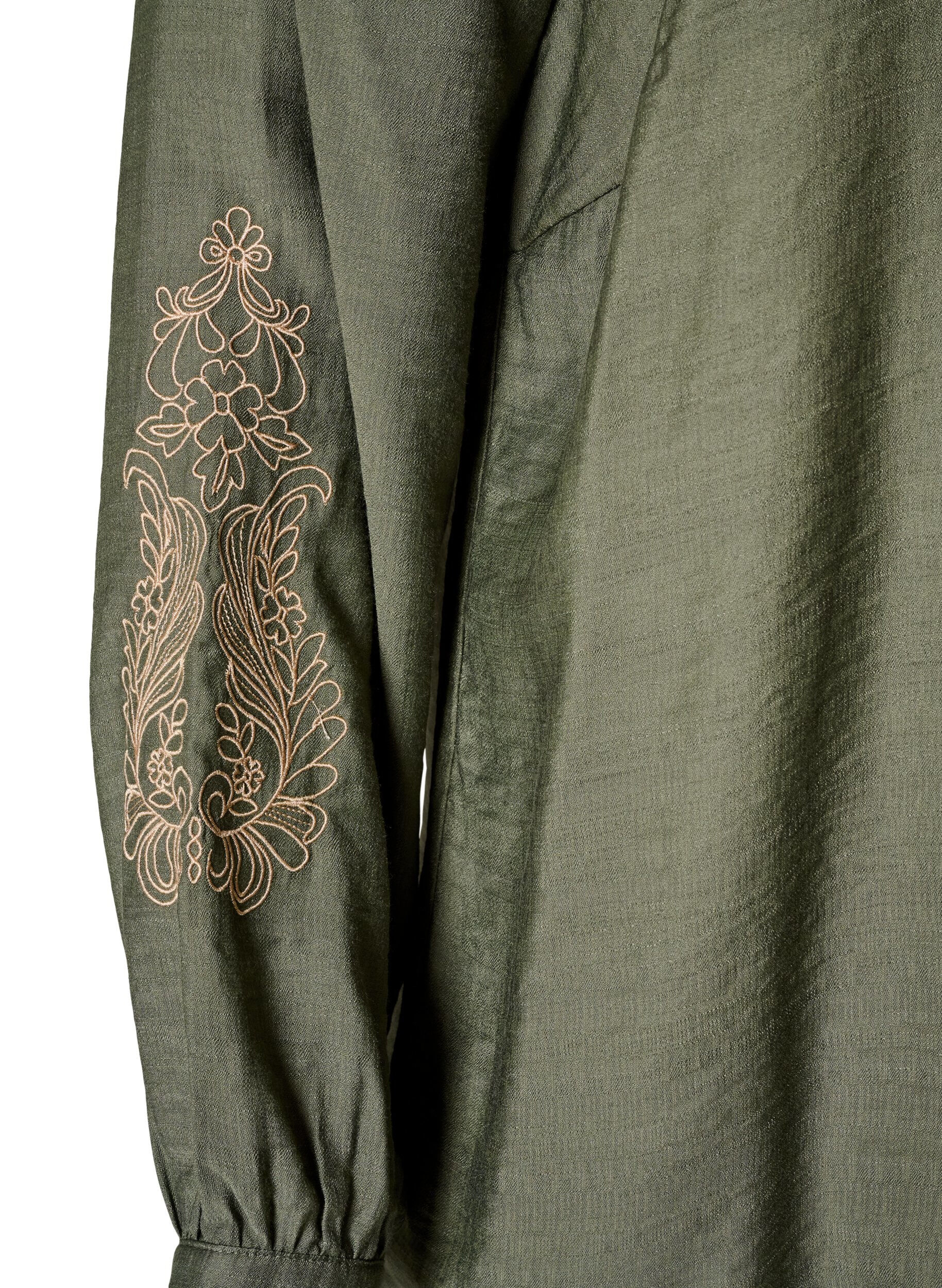 ZizziBluse aus Viskose mit bestickten &Auml;rmeln, Gr&uuml;n, Packshot image number 3
