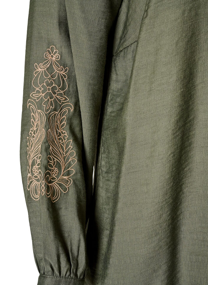Bluse aus Viskose mit bestickten &Auml;rmeln, Gr&uuml;n, Packshot image number 3
