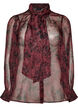 Transparente Hemdbluse mit Blumenmuster und Bindedetail, Dunkles Bordeaux, Packshot image number 0