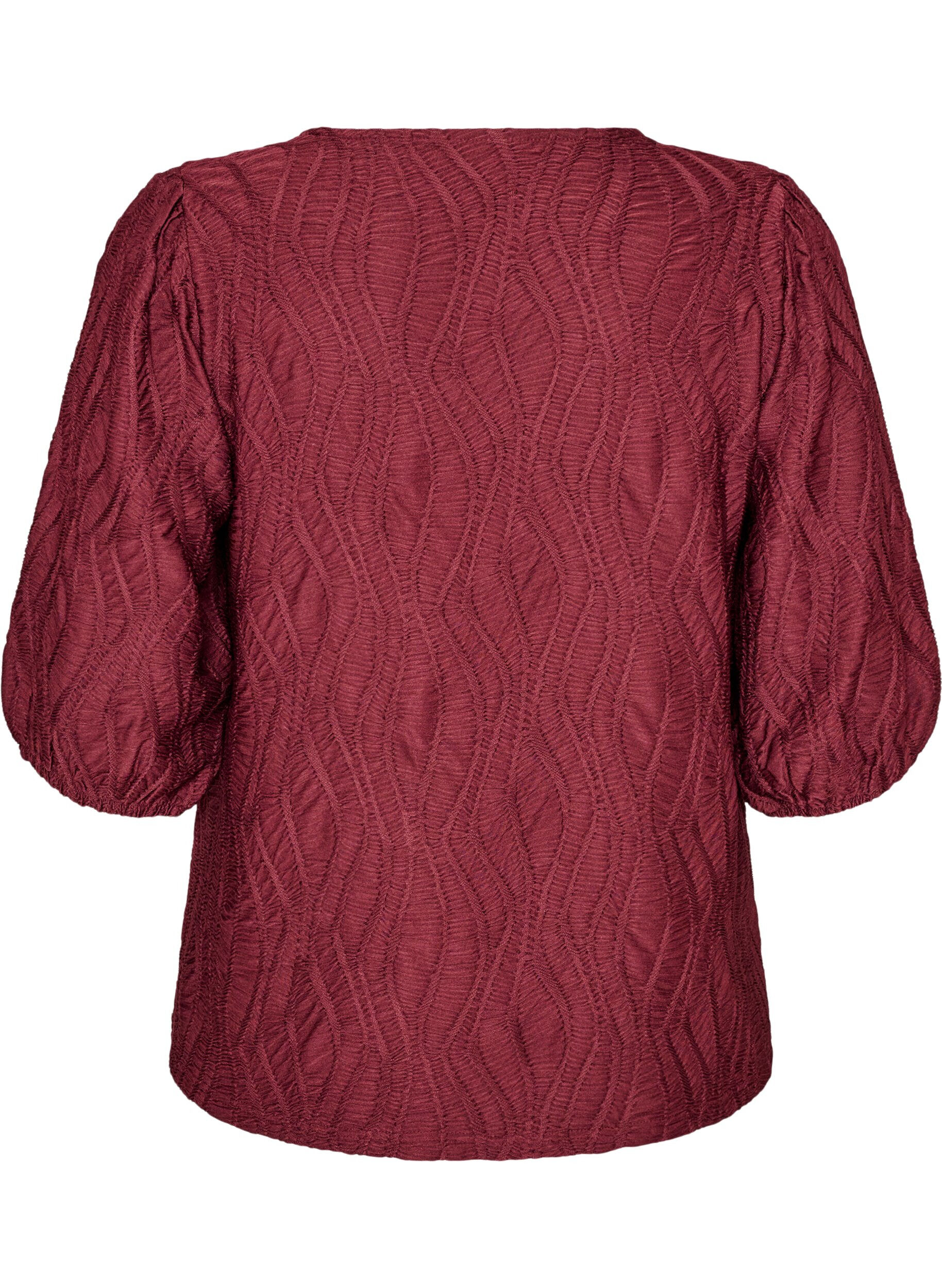 ZizziBluse mit Struktur und 3/4-&Auml;rmeln, Rot, Packshot image number 1