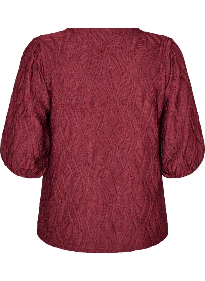 Bluse mit Struktur und 3/4-&Auml;rmeln, Rot, Packshot image number 1