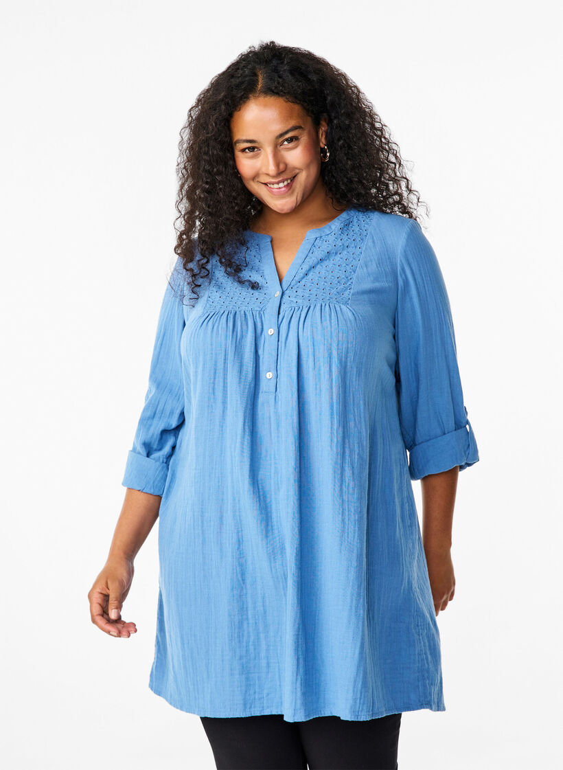 Baumwolltunika mit Lochstickerei, Riverside, Model image number 0