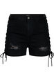 Gerippte Jeansshorts mit Schnüren, Black Denim, Packshot image number 0