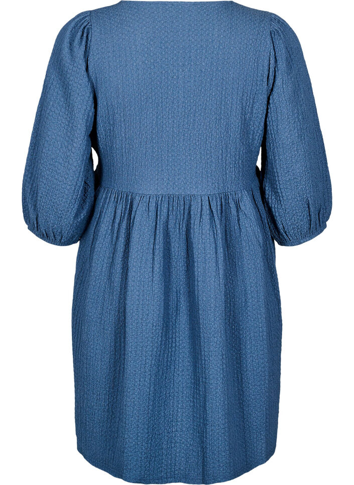 FLASH - Kurzes Kleid mit Struktur und 3/4-Ärmeln, Sargasso Sea, Packshot image number 1