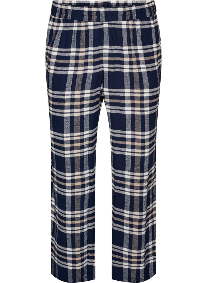 Karierte Pyjamahose aus Baumwolle, Blau, Packshot image number 0