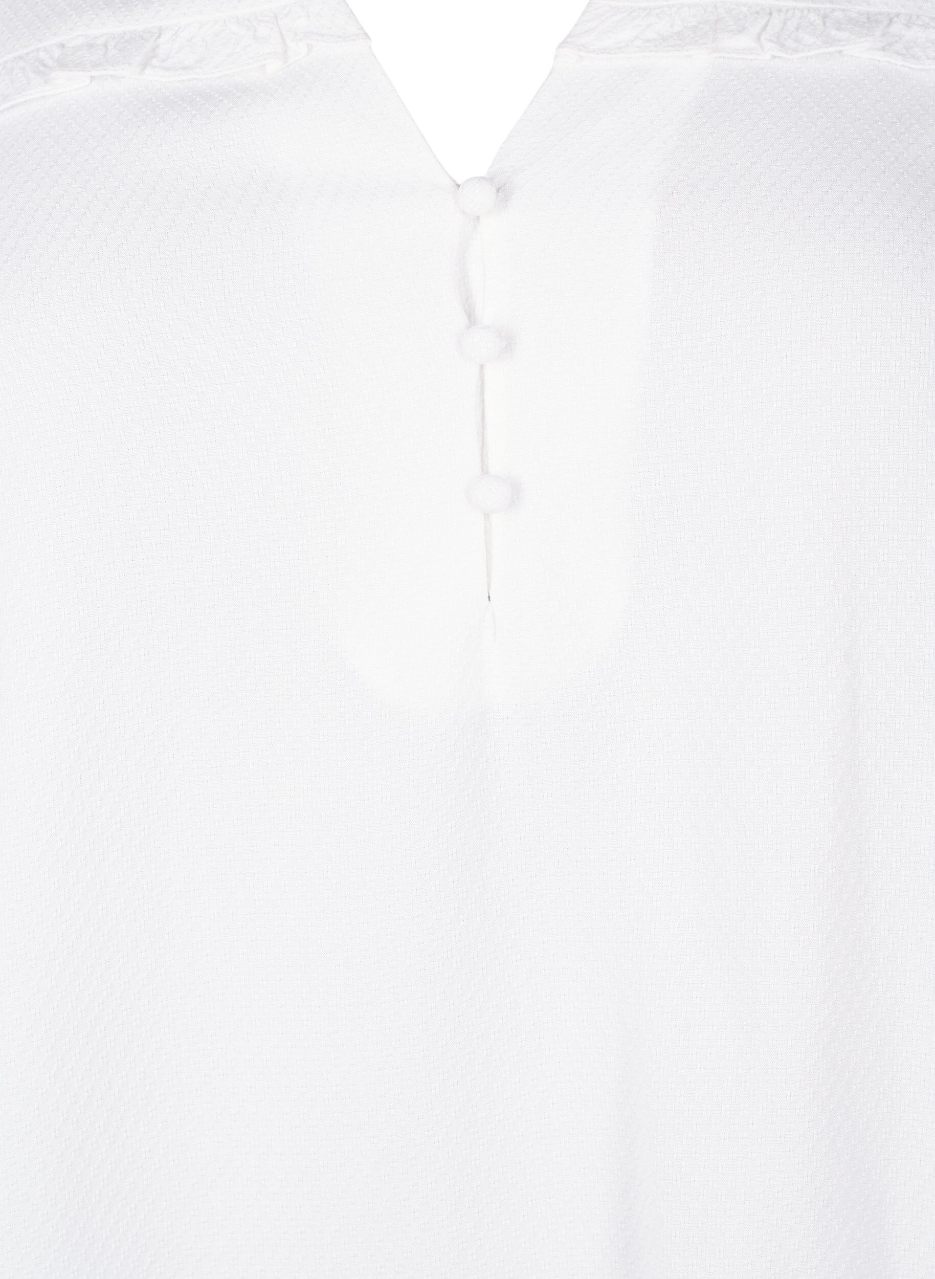Zizzi Viskosebluse mit Smok- und R&uuml;schendetail, Bright White, Packshot image number 2
