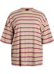 Oversize-T-Shirt mit Streifen und 1/2-&Auml;rmeln, Beige, Packshot image number 0