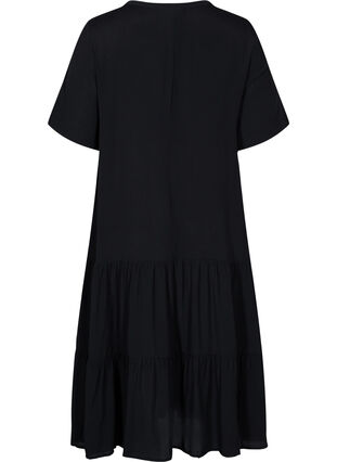 Kurzärmliges Viskose-Kleid mit Aufdruck, Black, Packshot image number 1
