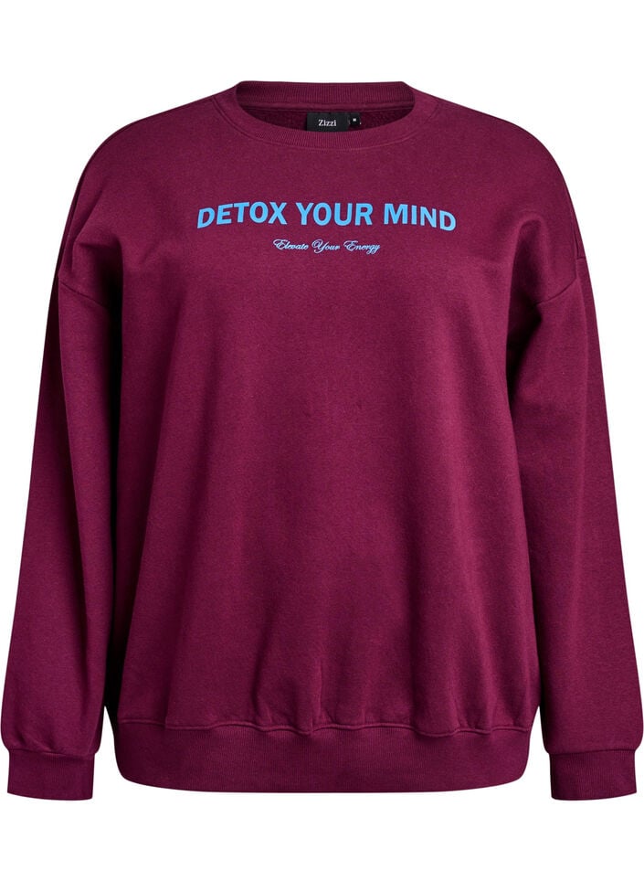 Sweatshirt mit Textaufdruck, Dunkles Bordeaux, Packshot image number 0