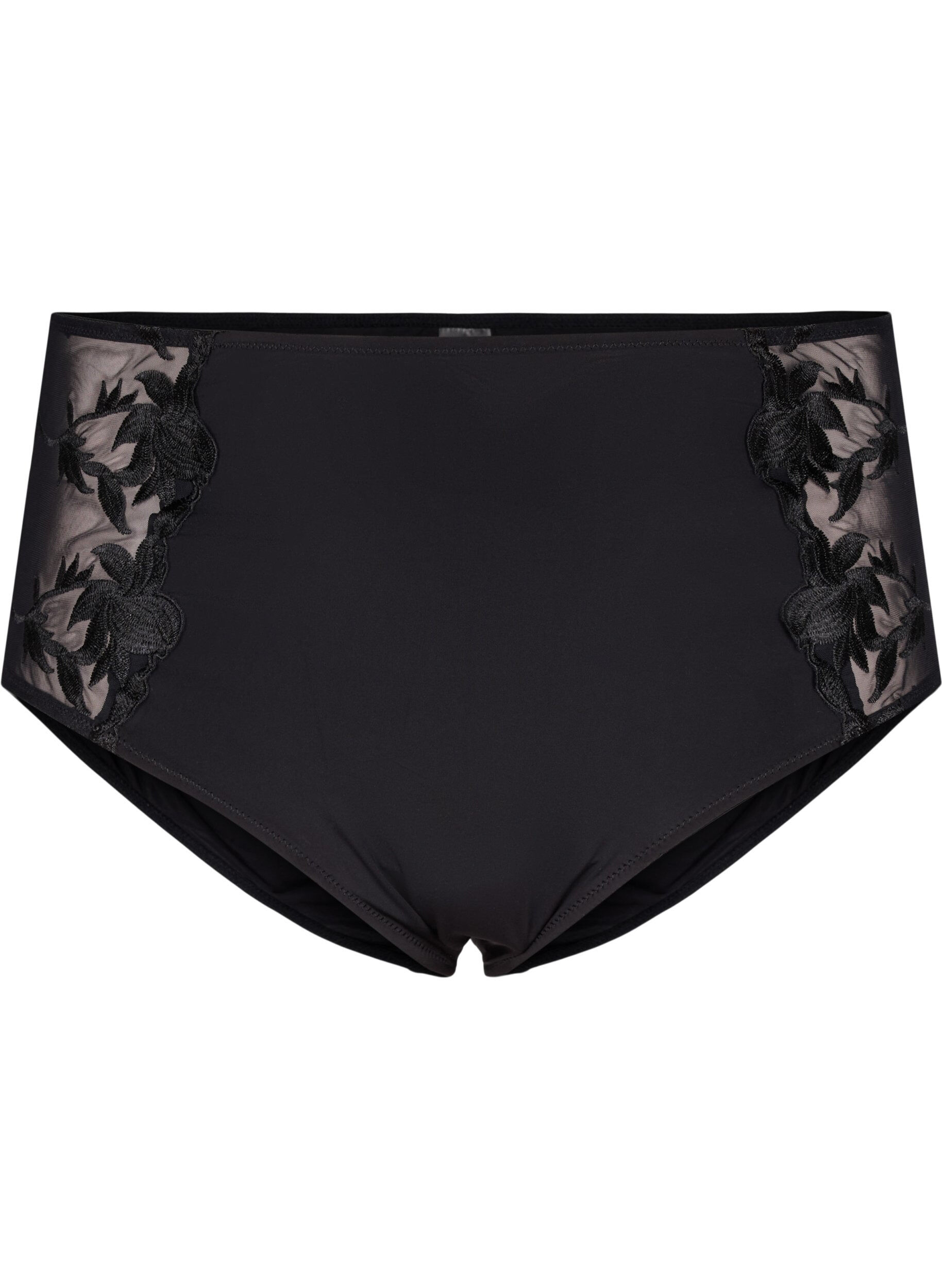 ZizziHipster-Slip mit Stickerei und normaler Taille, Black, Packshot image number 0
