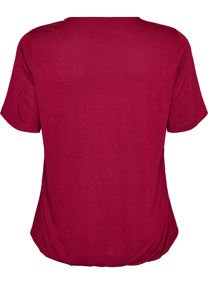 Bluse mit Spitzeneinsatz und Ballon&auml;rmeln, Rot, Packshot image number 1
