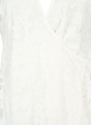 Wickelkleid mit Spitze und kurzen Ärmeln, Bright White, Packshot image number 2
