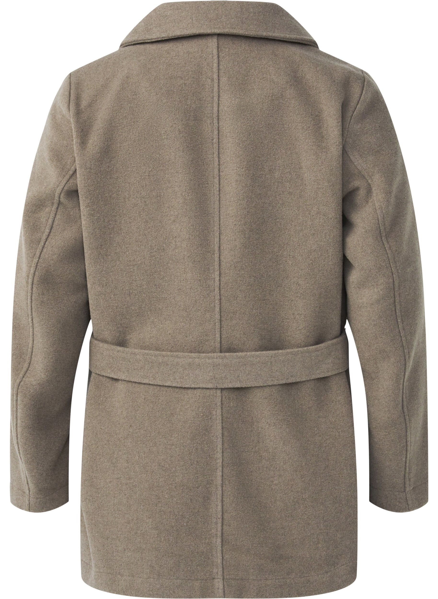 ZizziKurze Wolljacke mit G&uuml;rtel, Desert Taupe Mel., Packshot image number 1