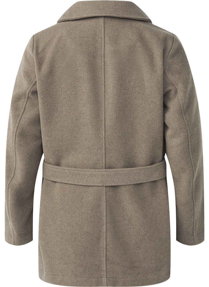 Kurze Wolljacke mit Gürtel, Desert Taupe Mel., Packshot image number 1