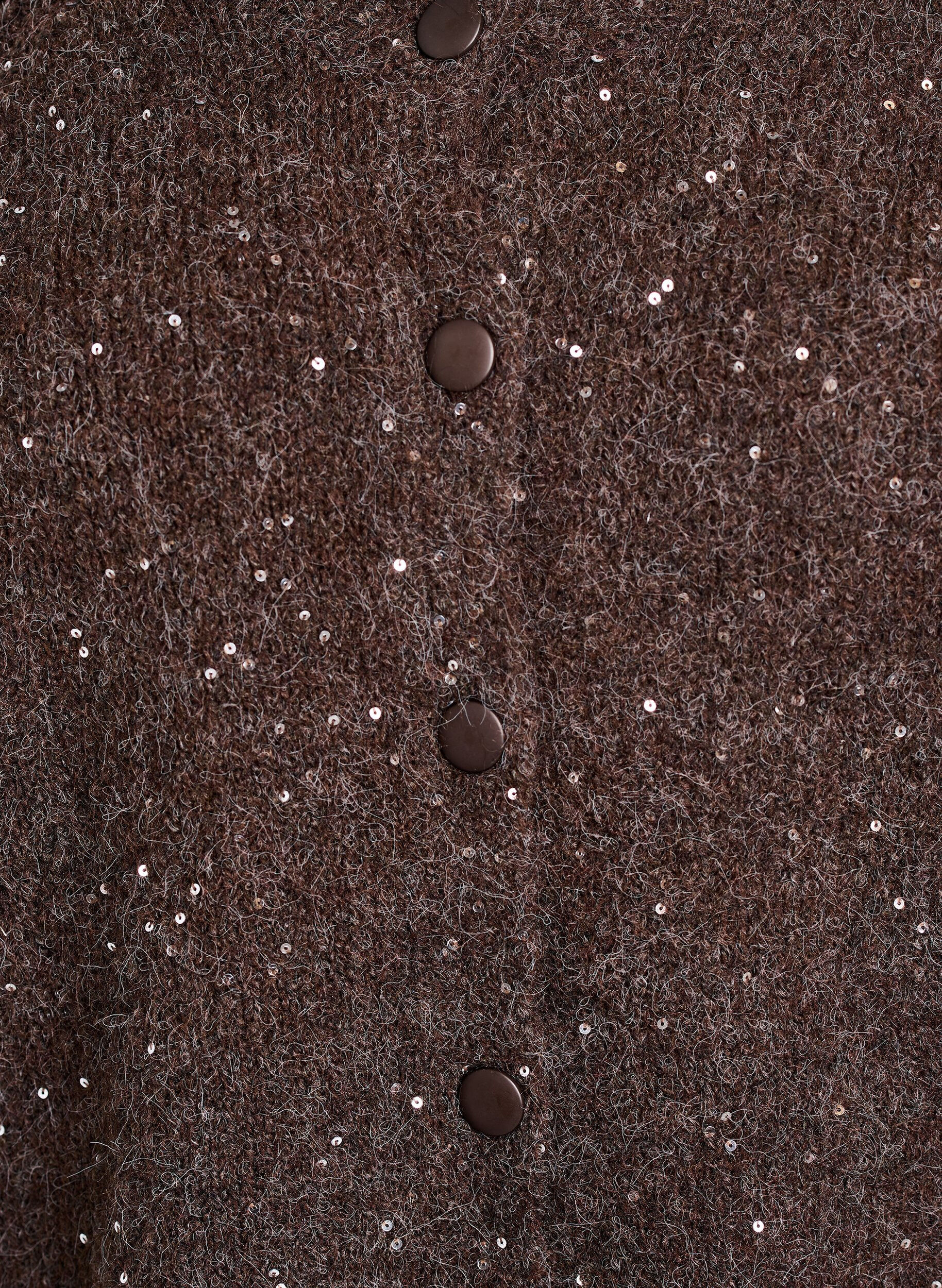 ZizziStrickjacke mit Pailletten, Braun, Packshot image number 2