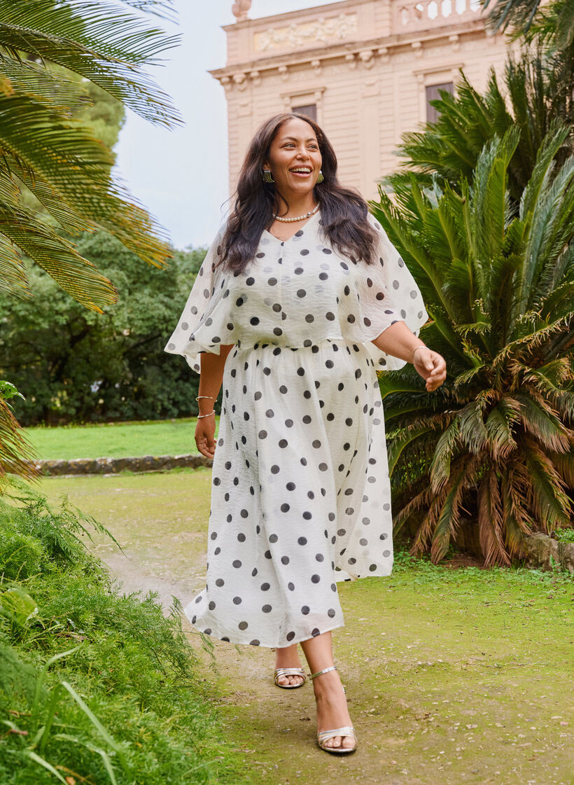 Midi-Rock in A-Linie mit Punkten, Vanille, Image image number 0