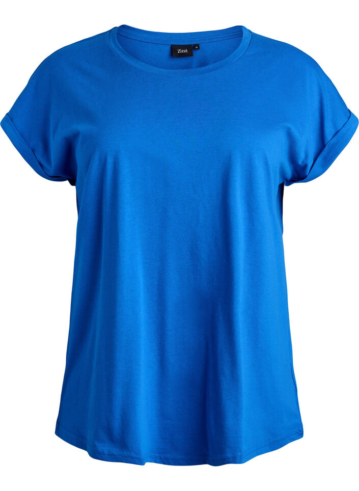 T-Shirt aus Baumwollmischung mit kurzen Ärmeln, Blau, Packshot image number 0