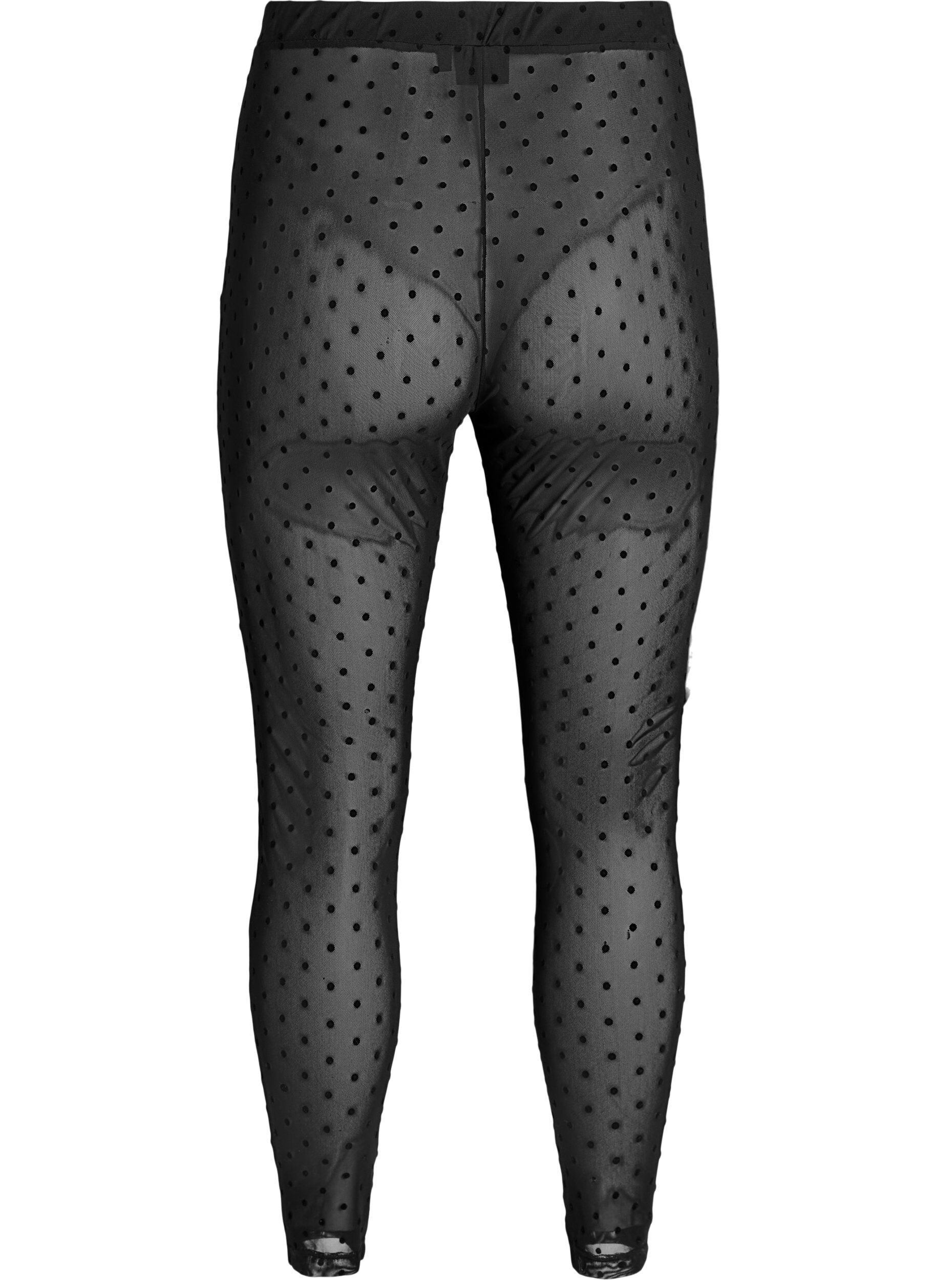 ZizziMesh-Leggings mit Velourspunkten, Schwarz, Packshot image number 1