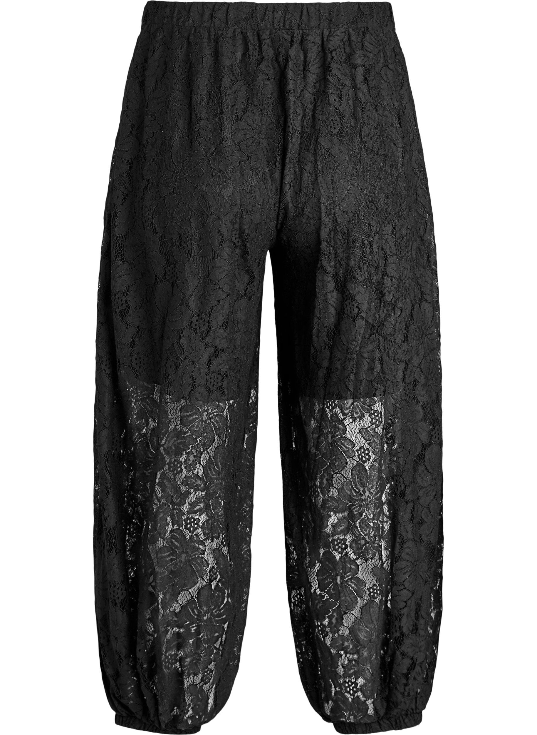 ZizziBallonhose aus Spitze mit hoher Taille, Schwarz, Packshot image number 1