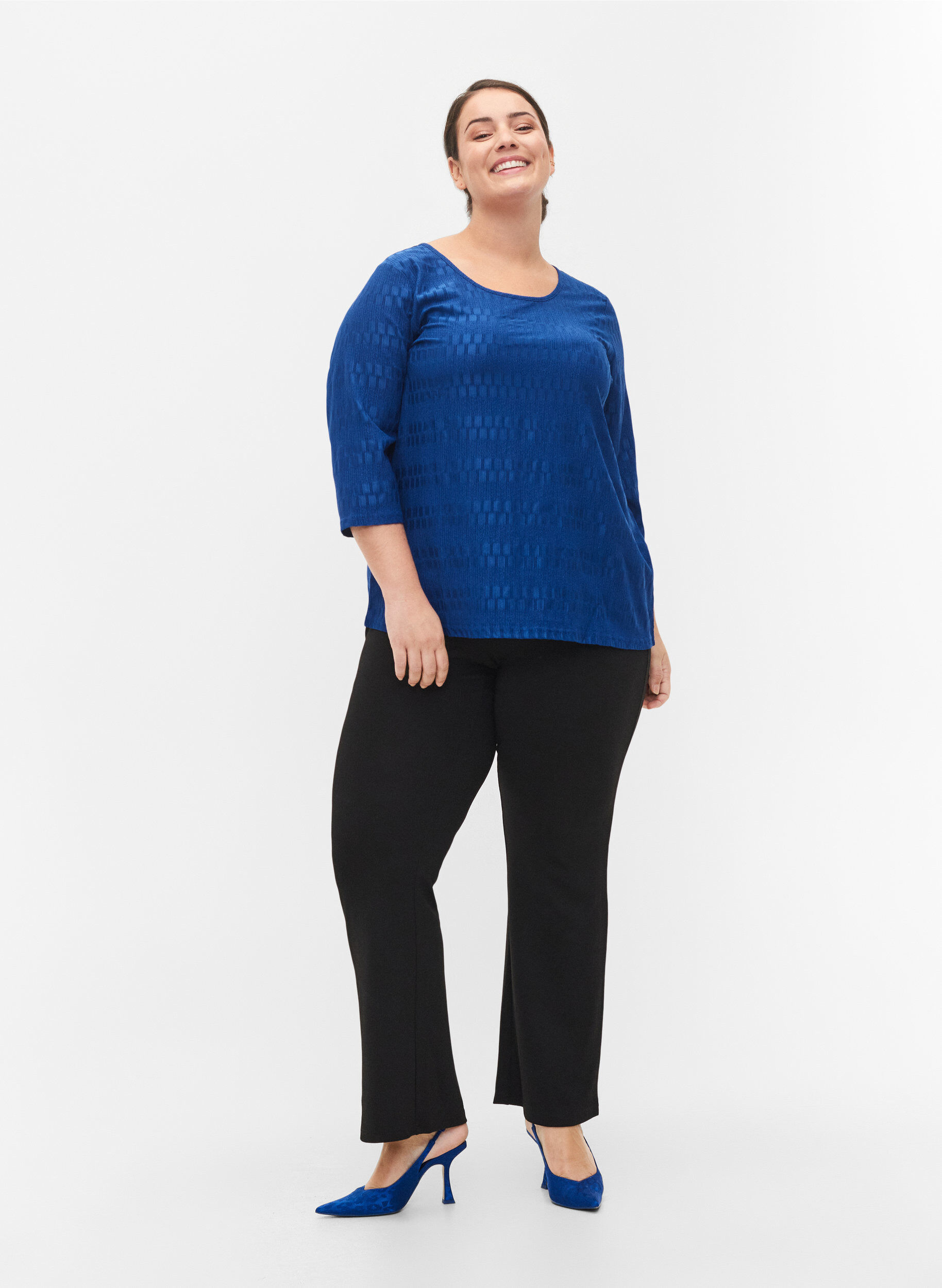 ZizziGemusterte Bluse mit 3/4 &Auml;rmeln, Surf the web, Model image number 2