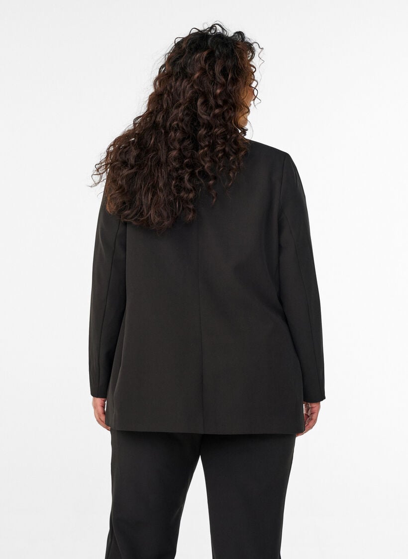 Klassischer Blazer mit Knopfverschluss, Schwarz, Model image number 2