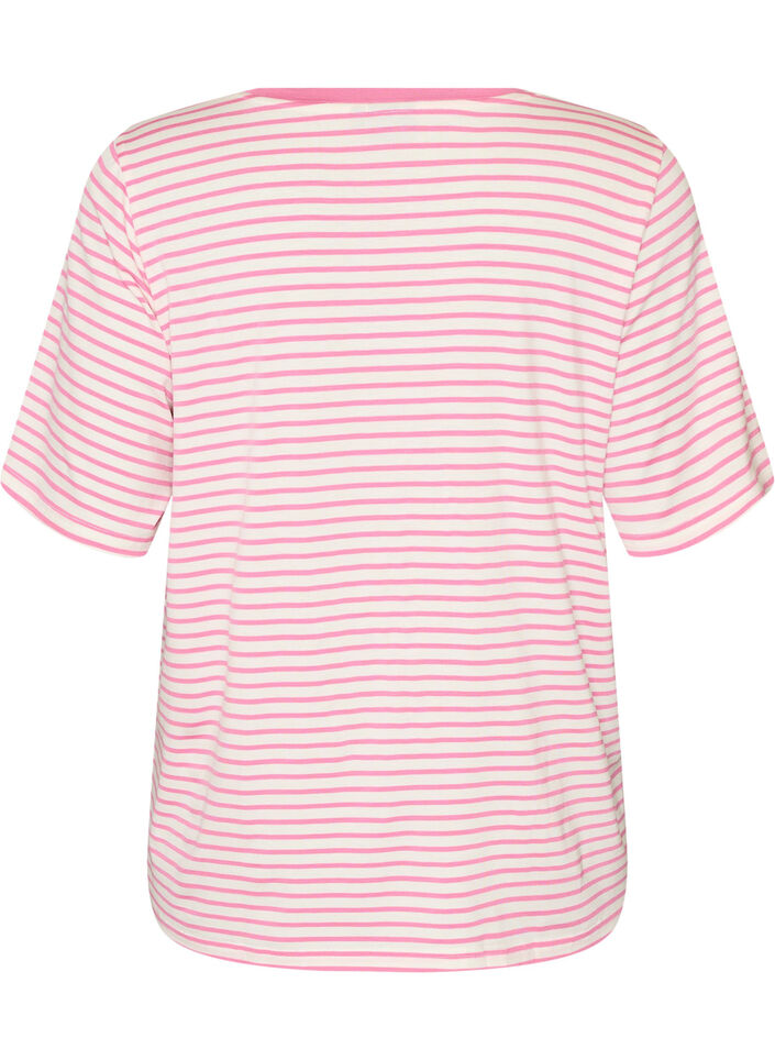 Gestreiftes T-Shirt aus TENCEL&trade; Lyocell, Pink, Packshot image number 1