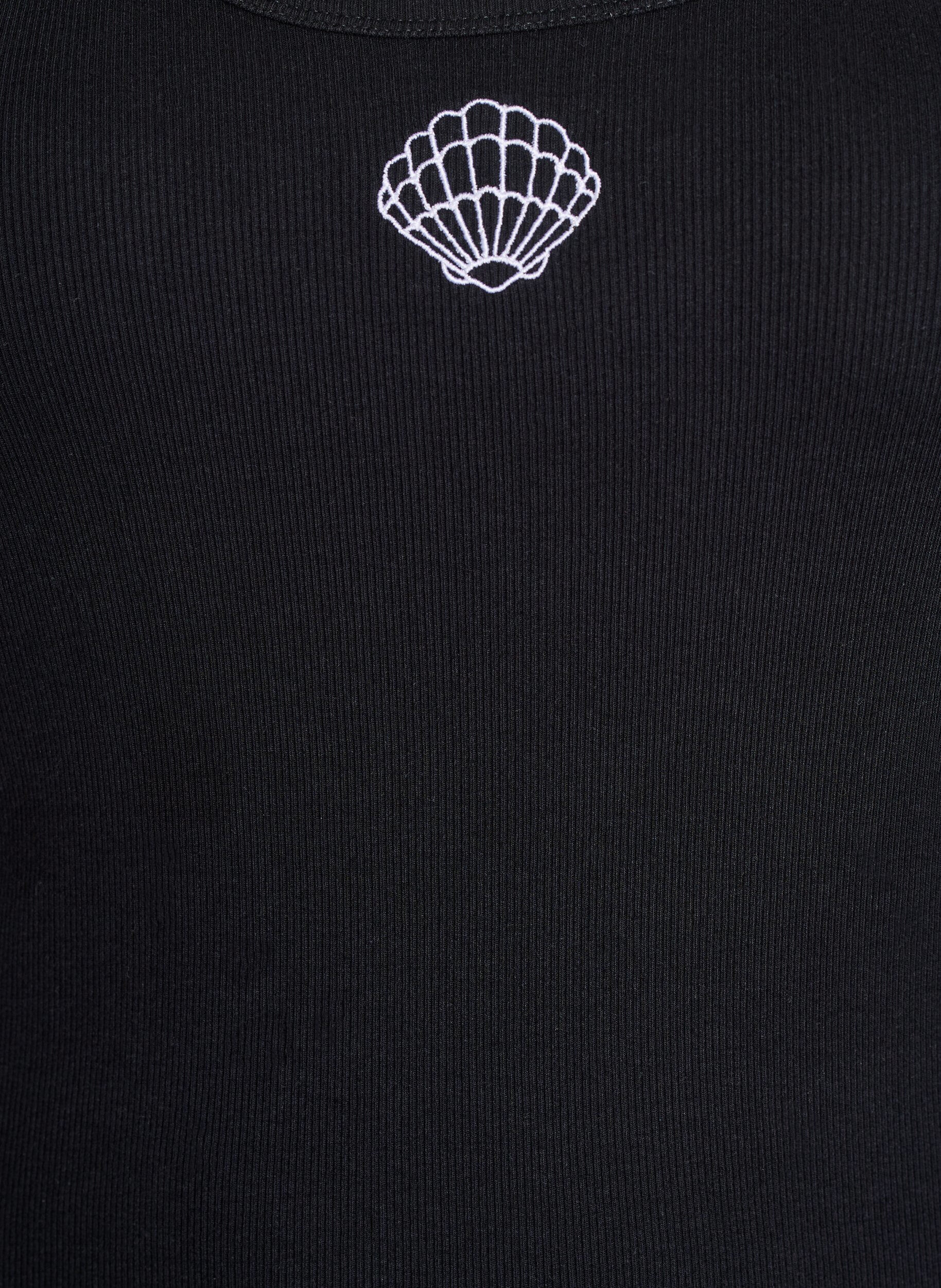 ZizziTailleiertes Top mit Motiv, Schwarz, Packshot image number 2
