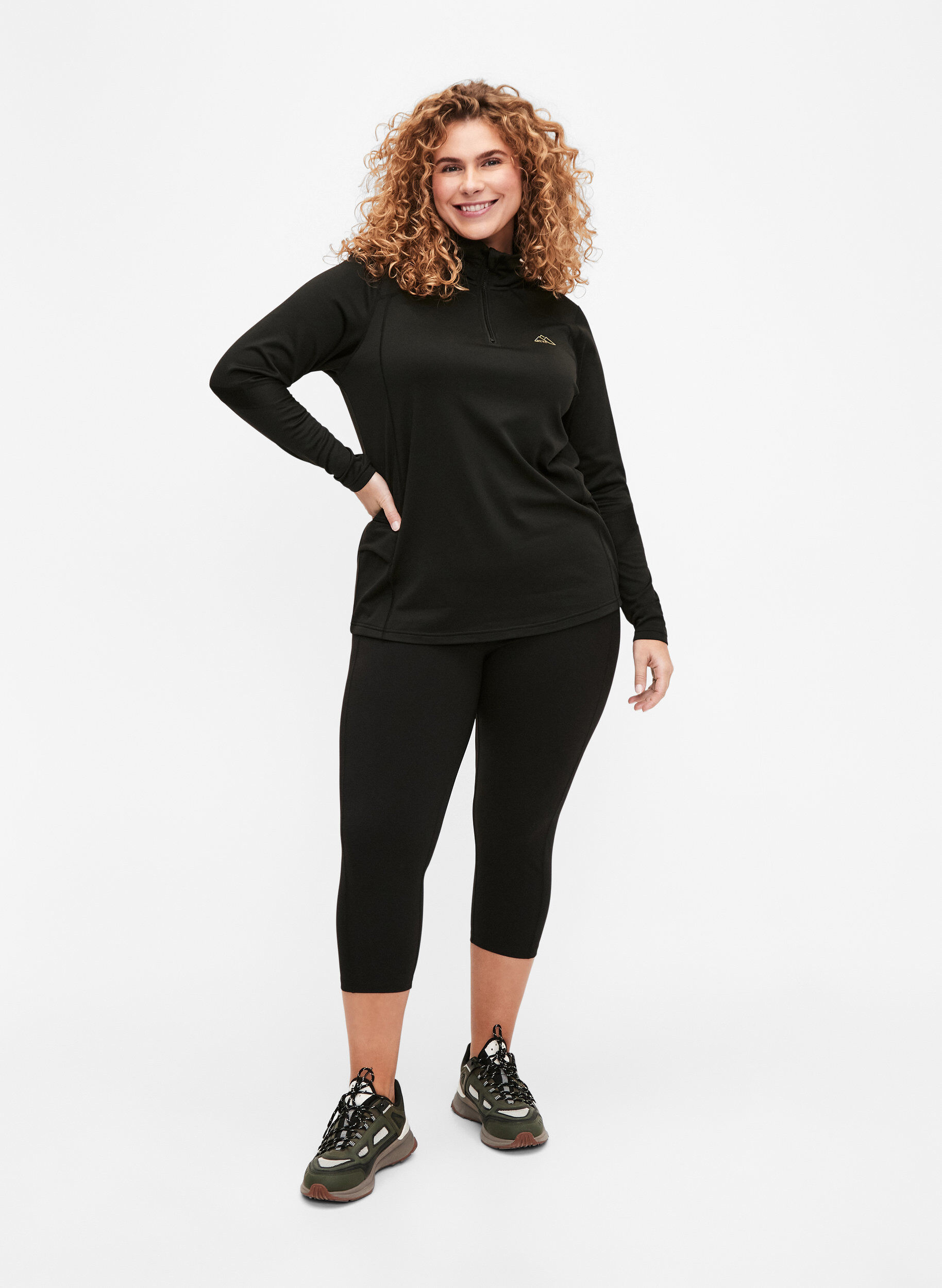 Zizzi3/4-Trainingsleggings mit Taschen, Black, Model image number 3