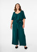Jumpsuit mit Gürtel und kurzen Ärmeln, Sea Moss Melange, Model image number 0