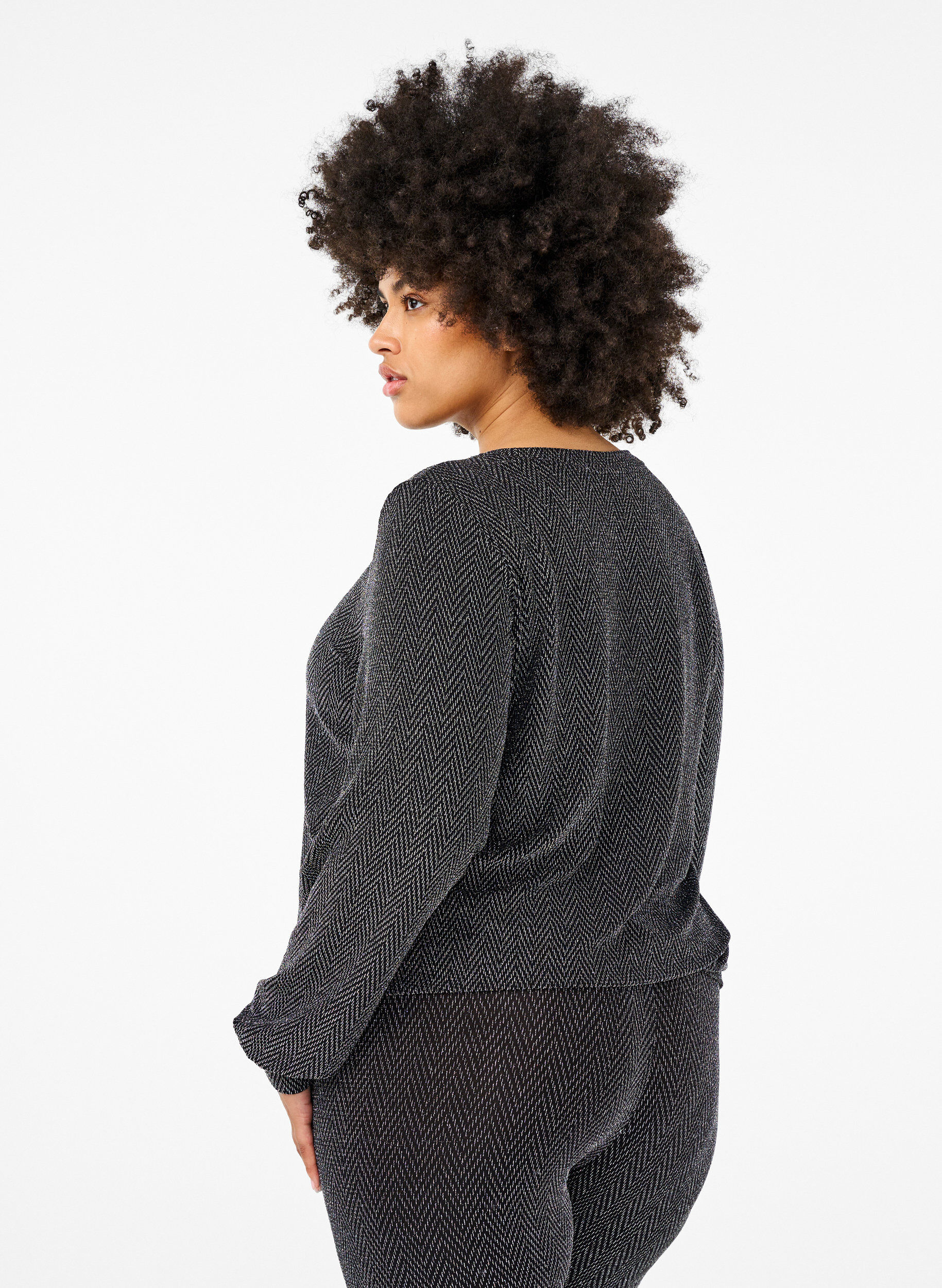 ZizziBluse mit Schimmermuster, Silver ZigZagShimmer, Model image number 1