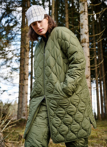 Lange gefütterte Jacke mit Taschen und Reißverschluss, Winter Moss, Image image number 0