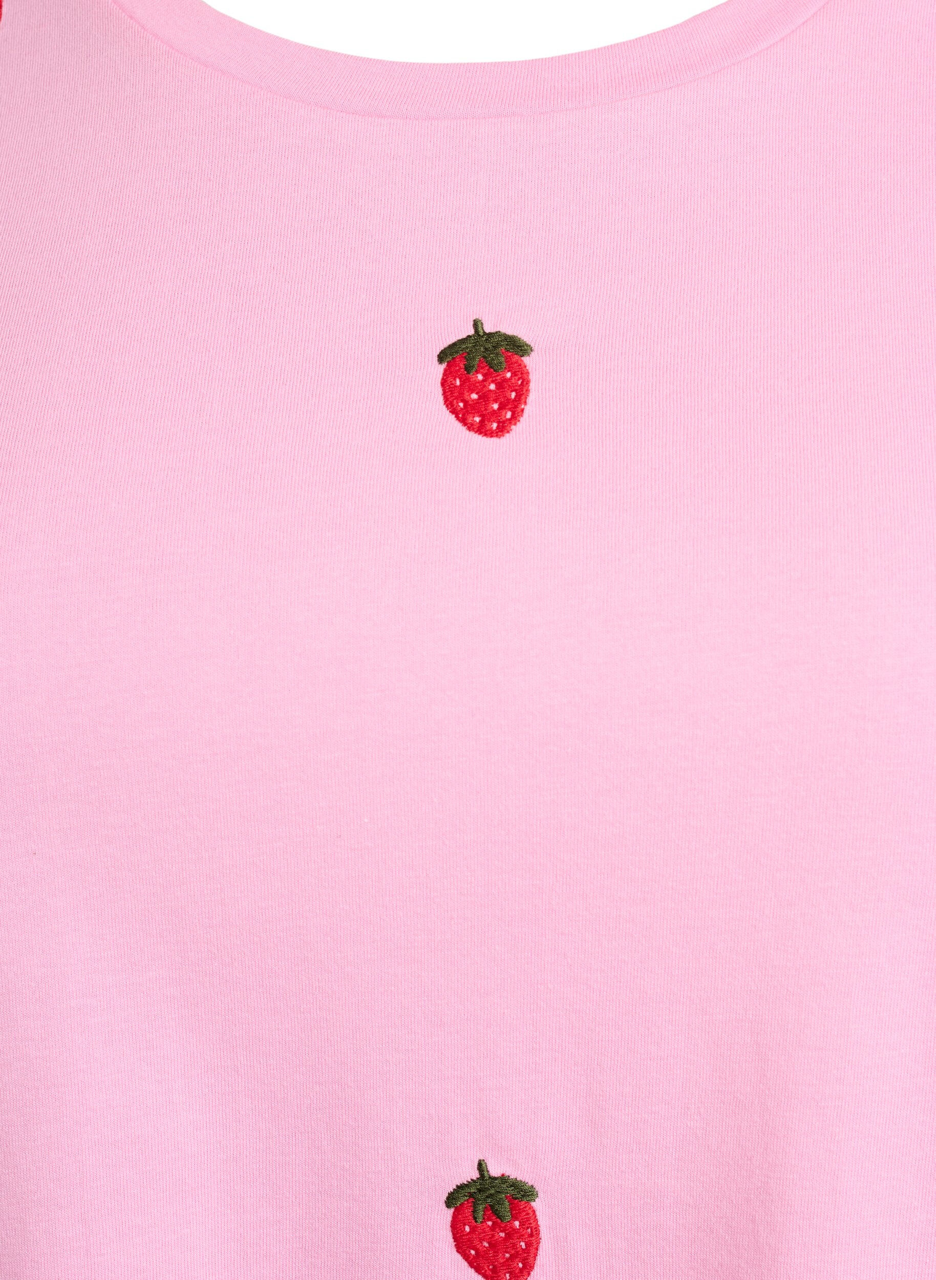 ZizziT-Shirt aus Bio-Baumwolle mit aufgestickten Motiven, Pink, Packshot image number 2