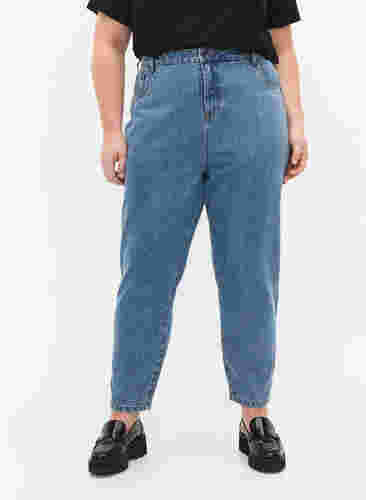 Cropped Gemma Jeans mit hoher Taille, Light blue denim, Model image number 2