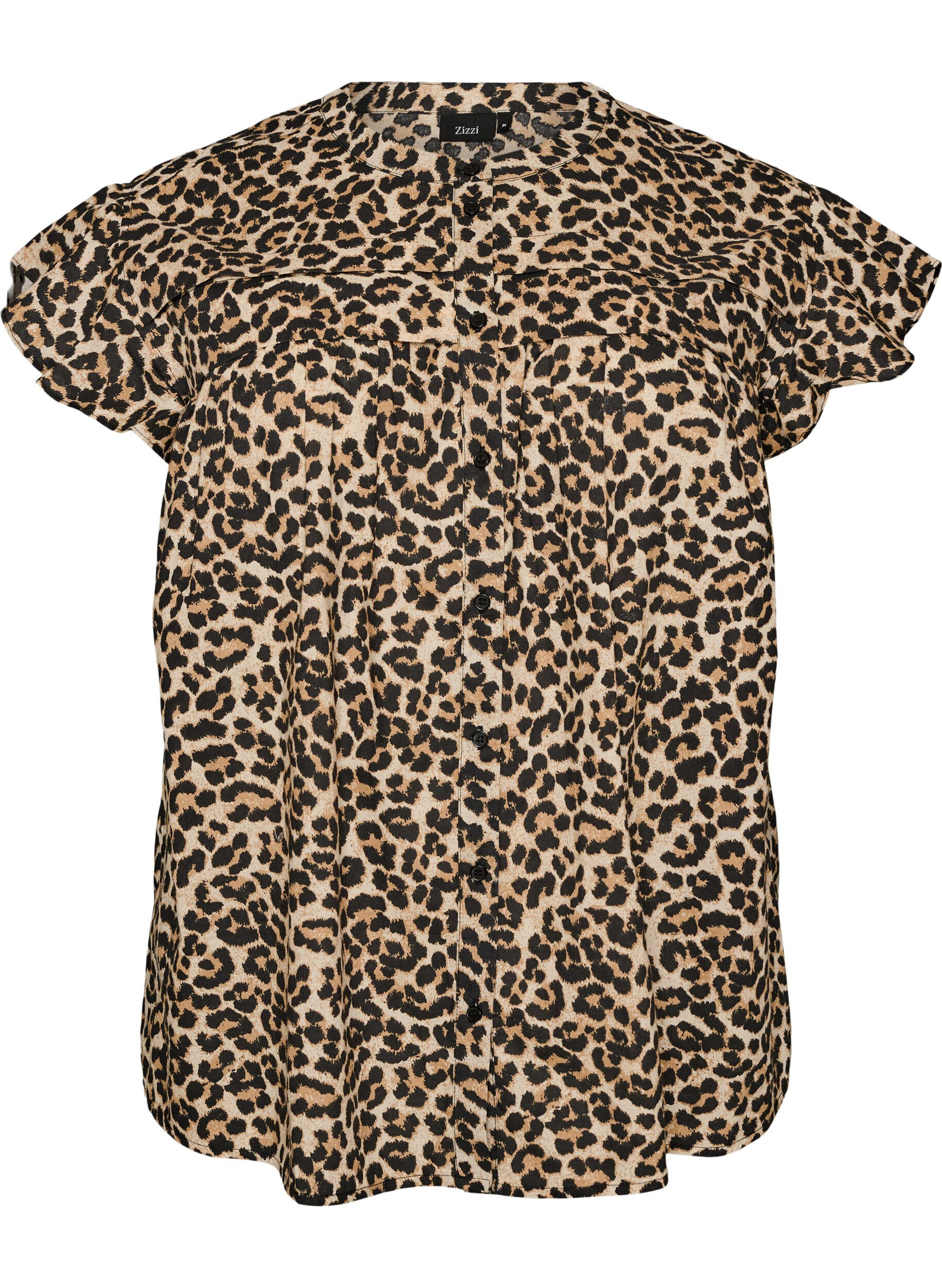 Zizzi&Auml;rmellose Hemdbluse in A-Linie aus Baumwolle, Braun, Packshot image number 0