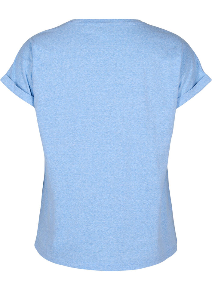 Melange T-Shirt mit kurzen &Auml;rmeln, Blau, Packshot image number 1