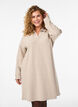 Knielanges Kleid aus Jersey mit V-Ausschnitt und Kragen, Beige, Model image number 1