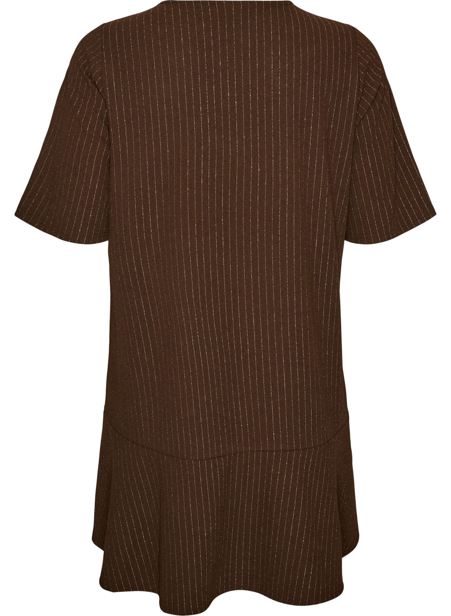 ZizziKurzes A-Linien-Kleid mit Glitzerstreifen, Braun, Packshot image number 1