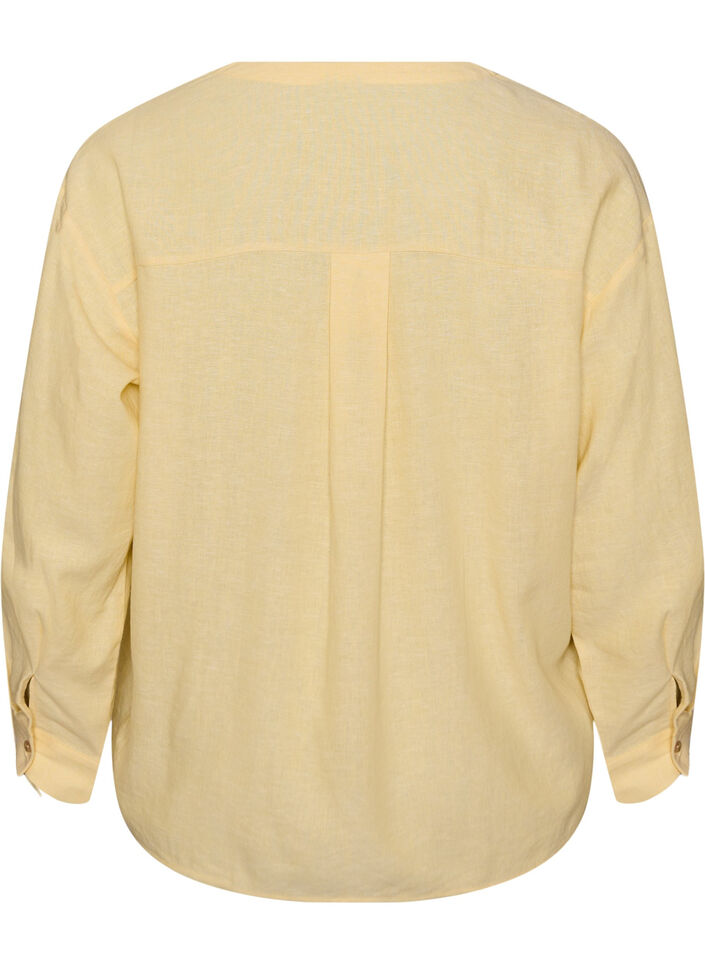 Bluse aus Leinen und Viskose mit V-Ausschnitt, 1211, Packshot image number 1