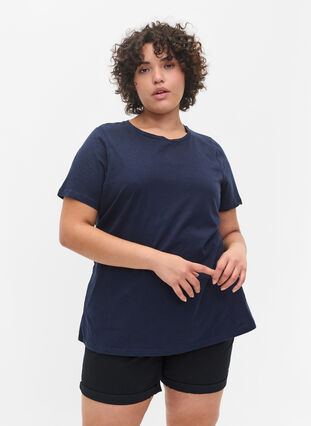 2er Pack kurzarm T-Shirts aus Baumwolle, Navy B/Reseda, Model image number 0