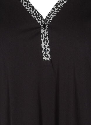 Baumwoll Nachthemd mit 3/4-Ärmeln, Black w. Leo, Packshot image number 2