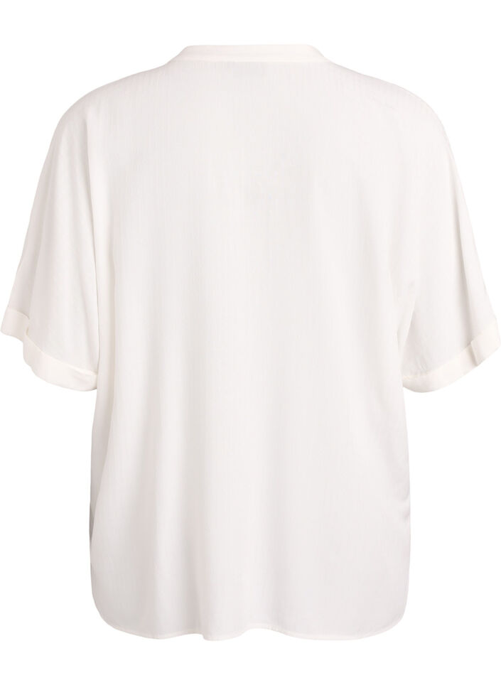 Bluse aus Viskose mit kurzen &Auml;rmeln und Raffdetails, Vanille, Packshot image number 1